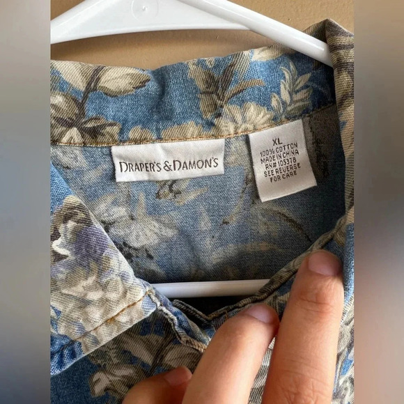 Vintage 90's Floral Button Down Denim Vest - Size XL - Picture 2 of 4